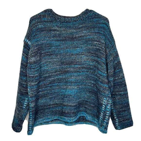 Zadig & Voltaire Teal Metallic Knit Daphnee Mix Blue Sweater Wool Alpaca Small - Picture 1 of 5